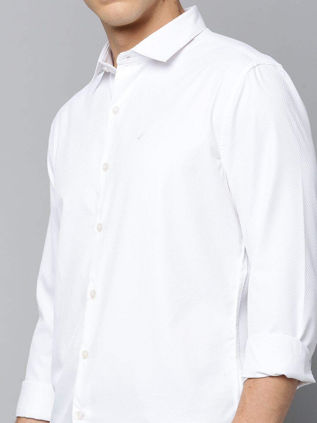 Men White Solid Casual Shirt