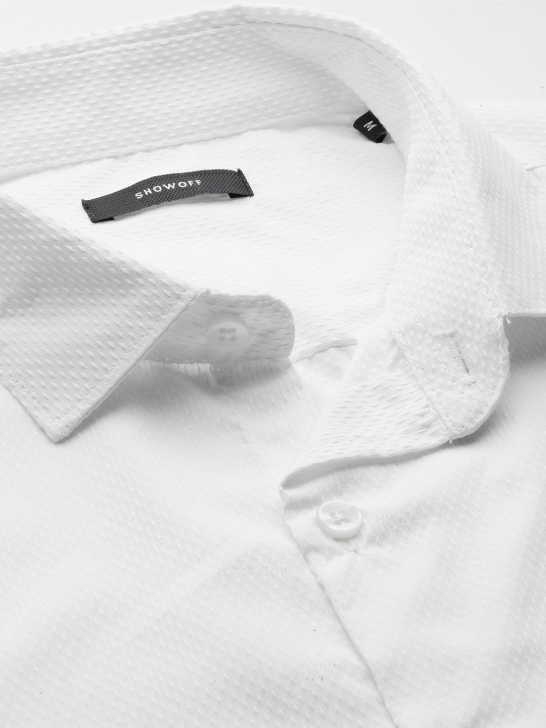 Men White Solid Casual Shirt