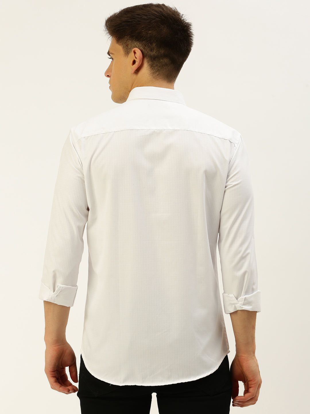 Men White Solid Casual Shirt