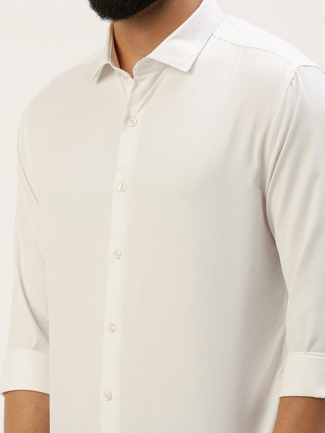 Men White Solid Casual Shirt