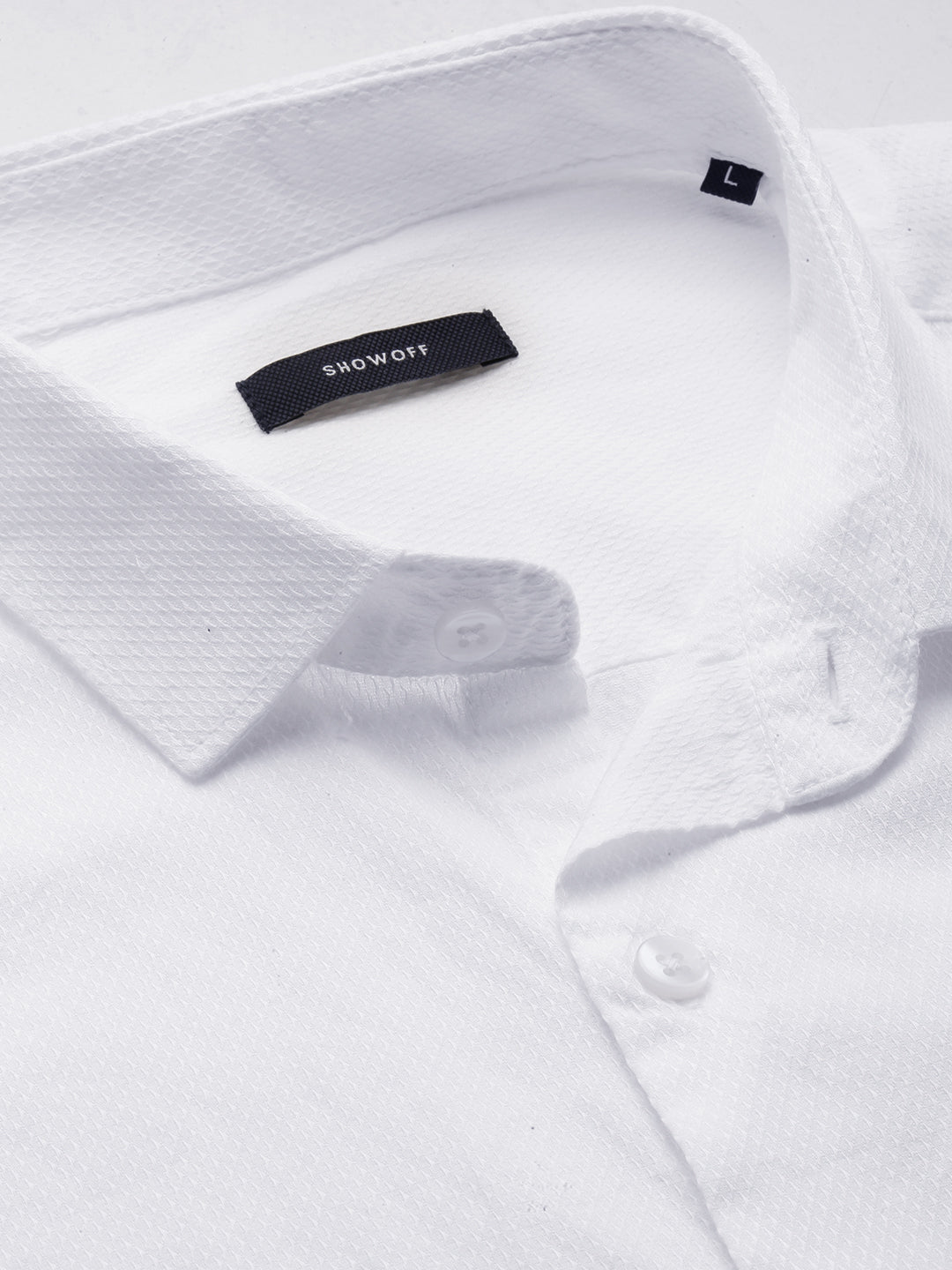 Men White Solid Casual Shirt