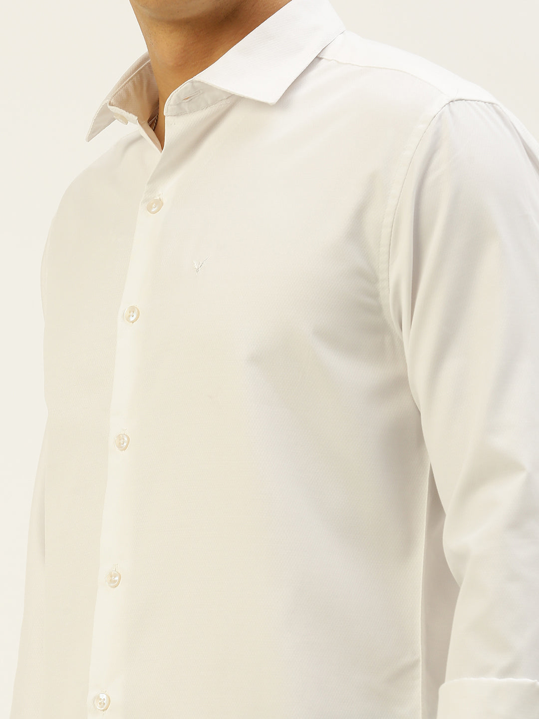 Men White Solid Casual Shirt