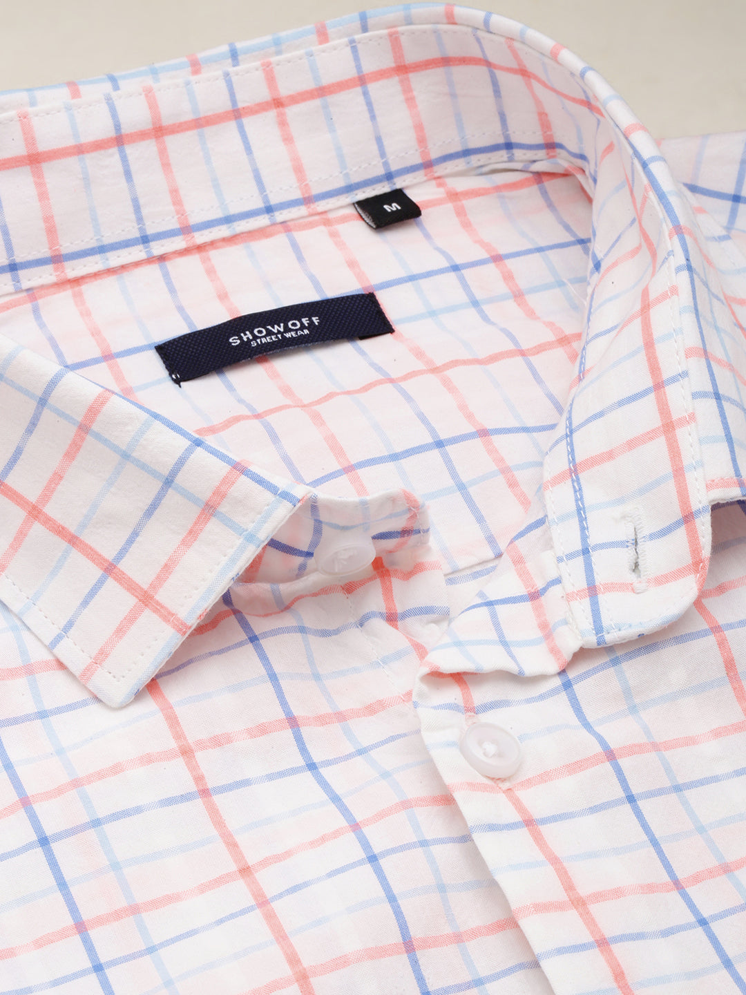 Men White Checked Casual Shirt