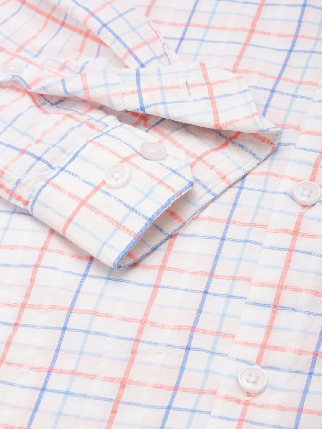 Men White Checked Casual Shirt