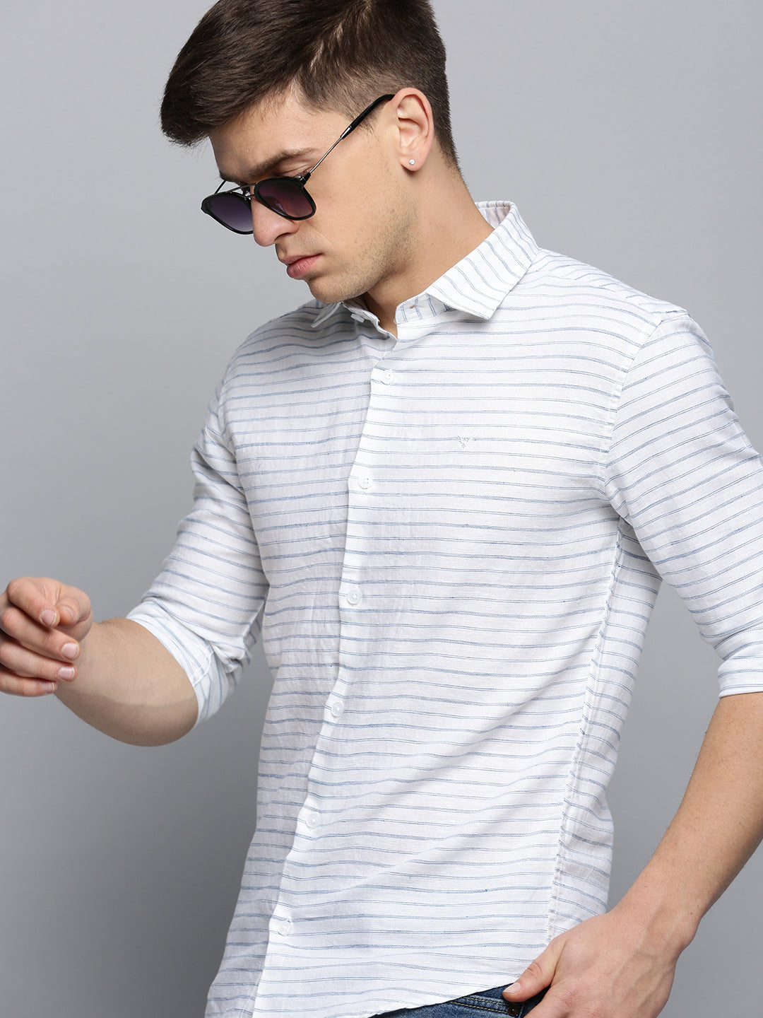 Men White Checked Casual Shirt