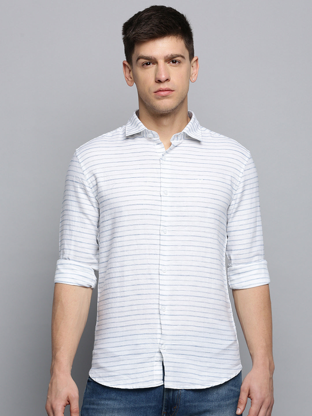 Men White Checked Casual Shirt