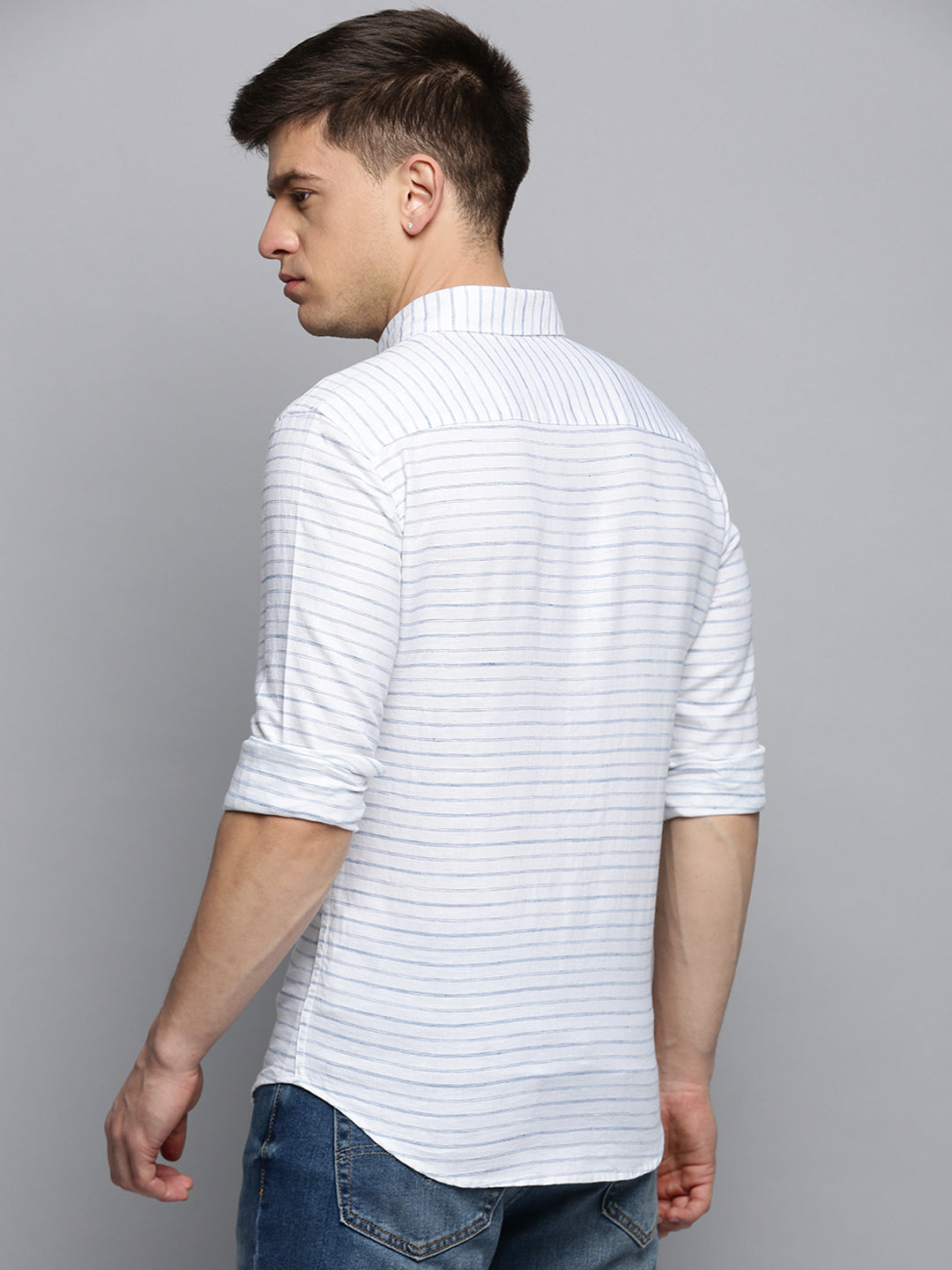 Men White Checked Casual Shirt