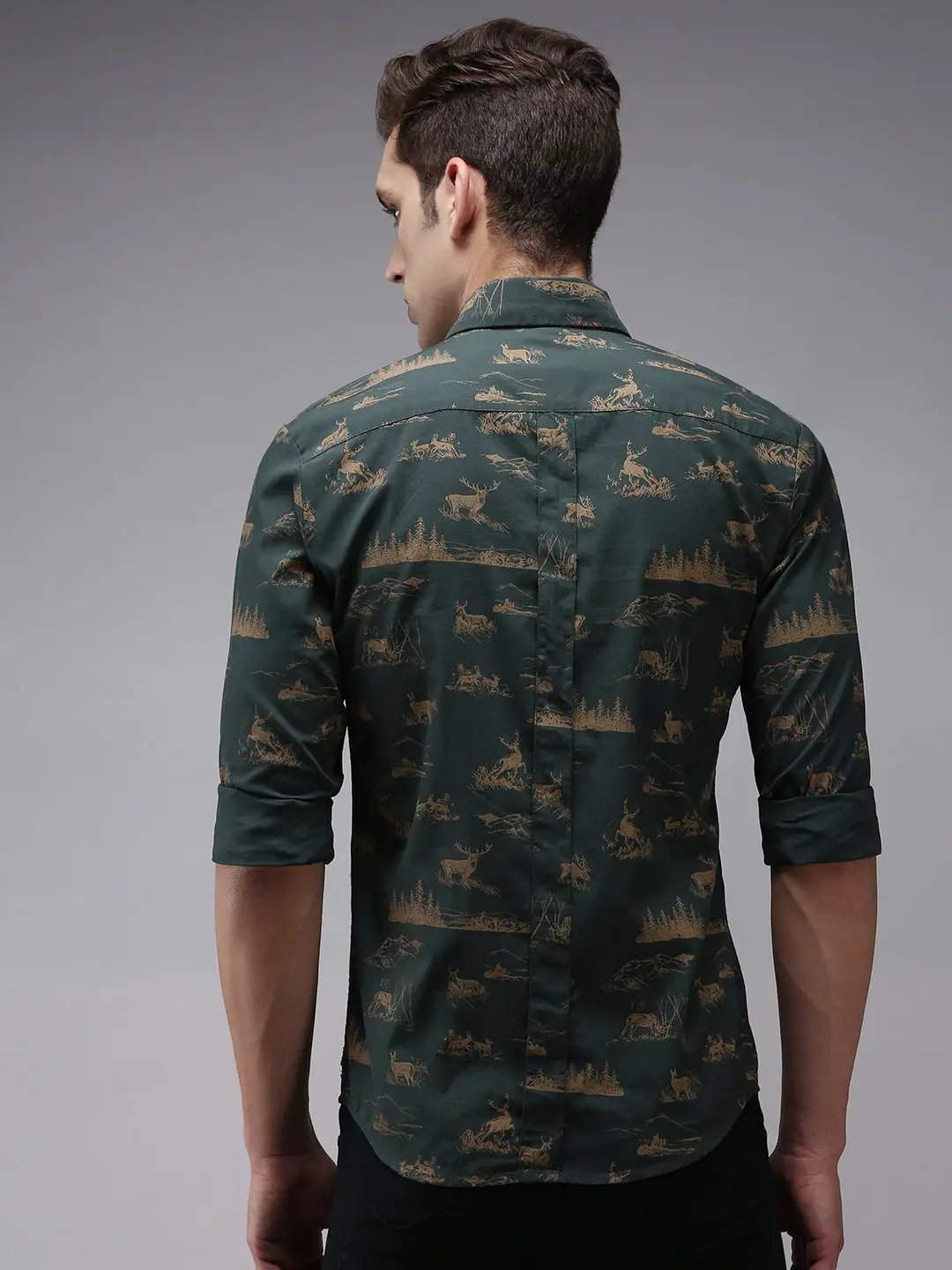 Men's Green Printed Casual Shirt