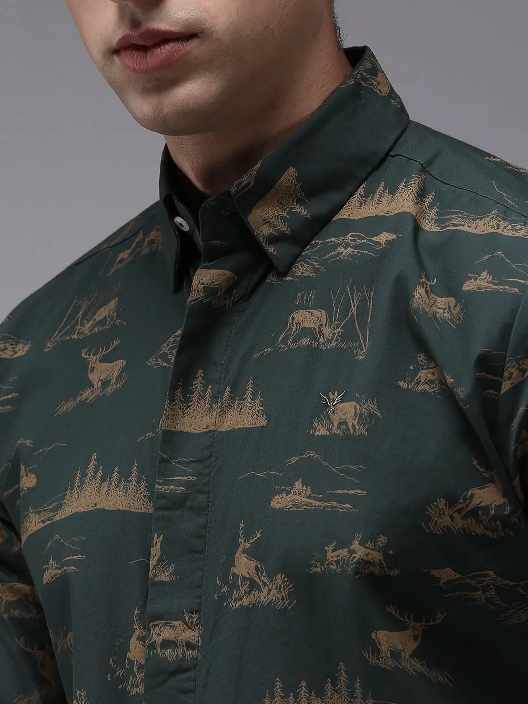 Men's Green Printed Casual Shirt