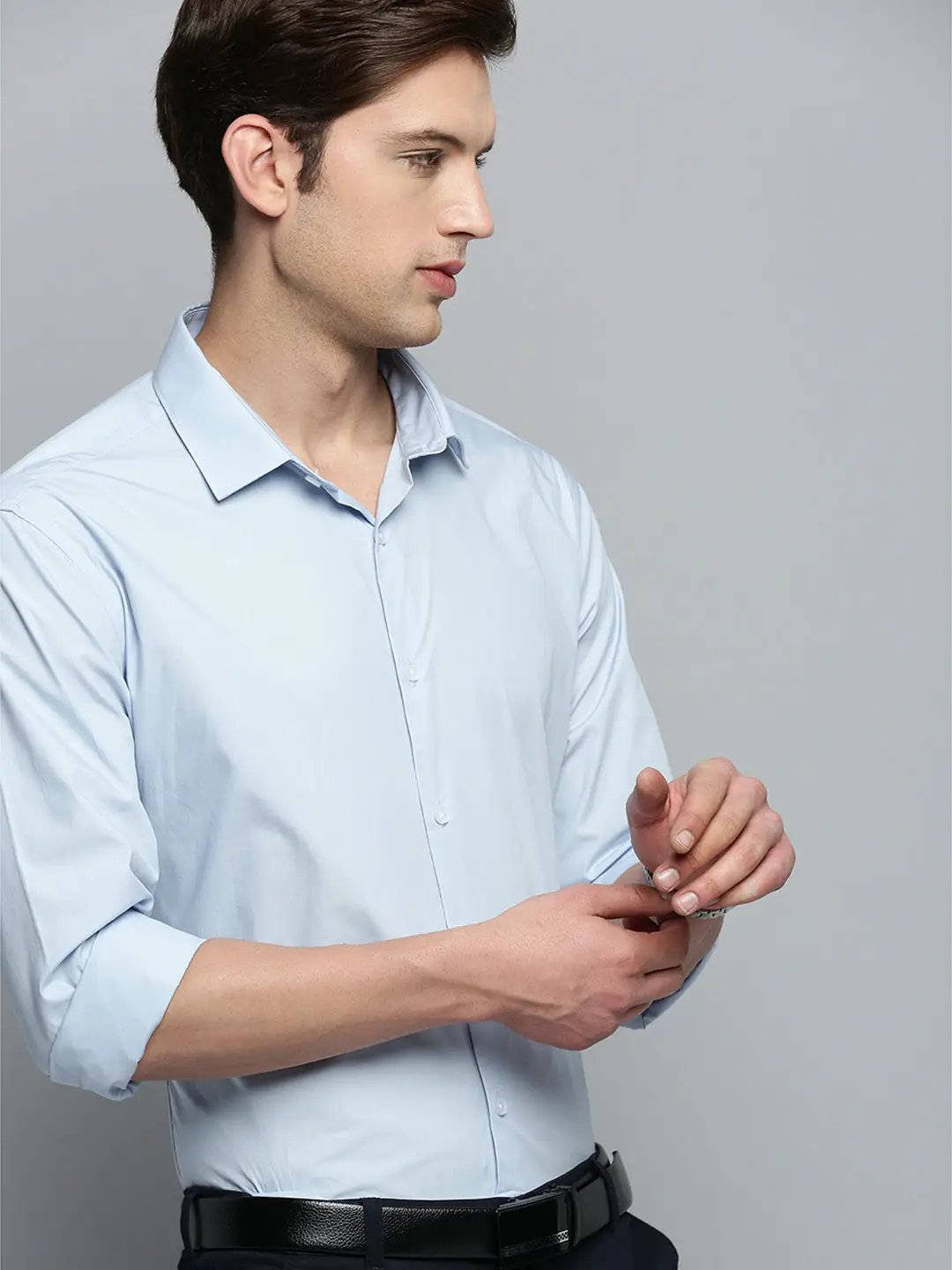 Men's Blue Solid Formal Shirt