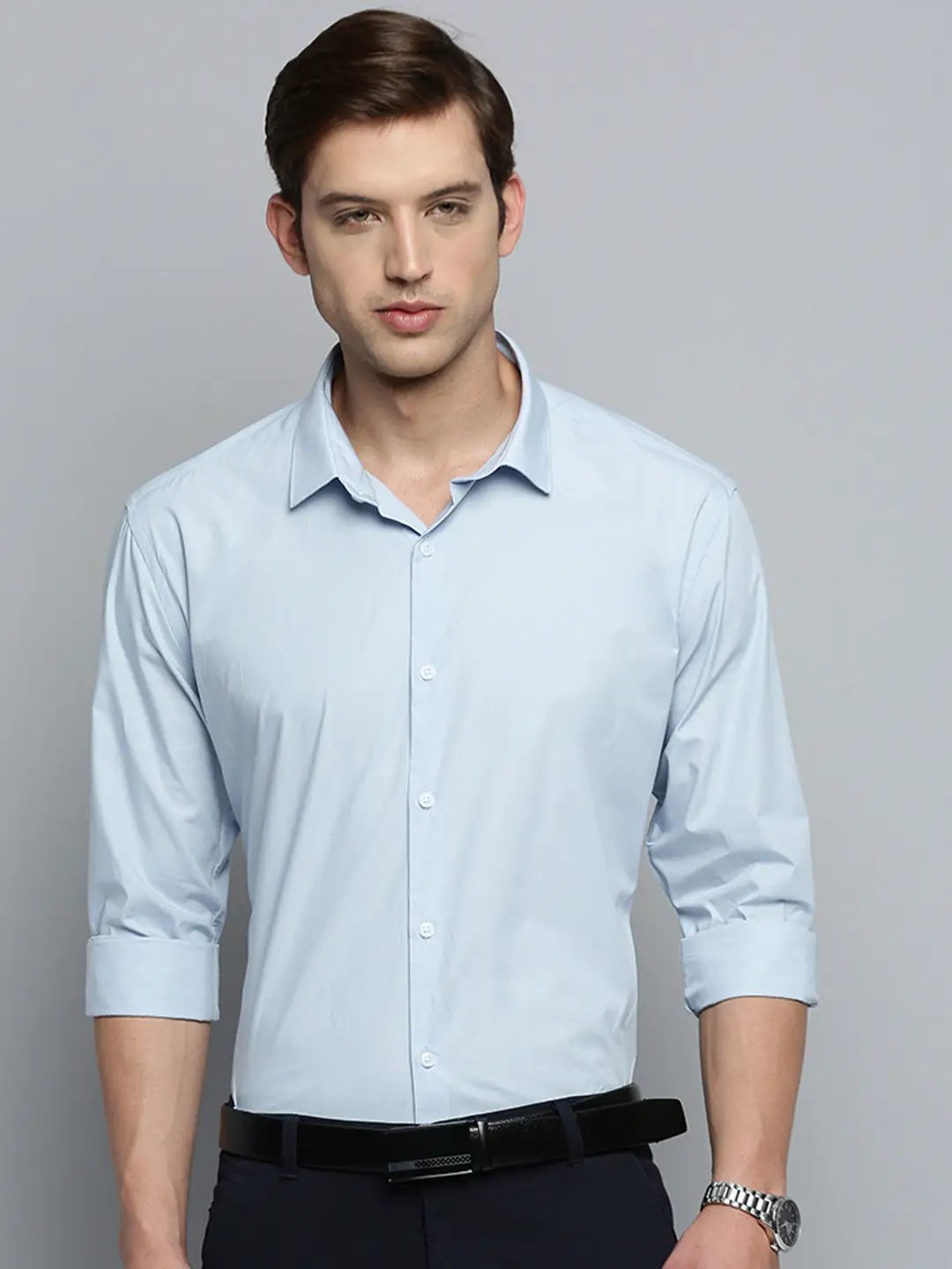 Men's Blue Solid Formal Shirt