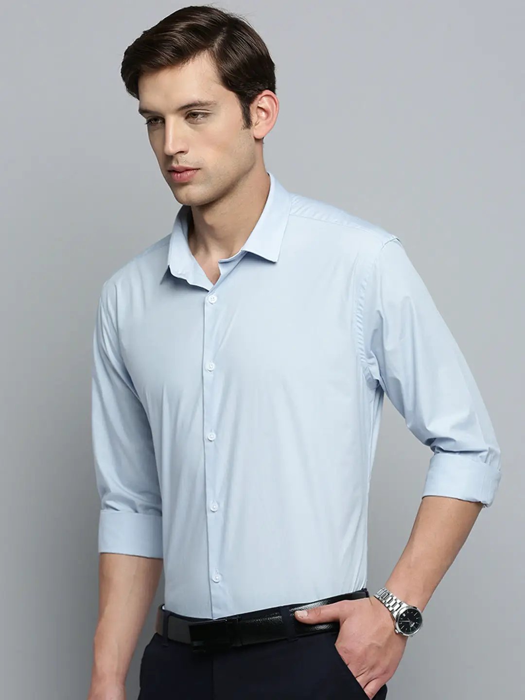 Men's Blue Solid Formal Shirt