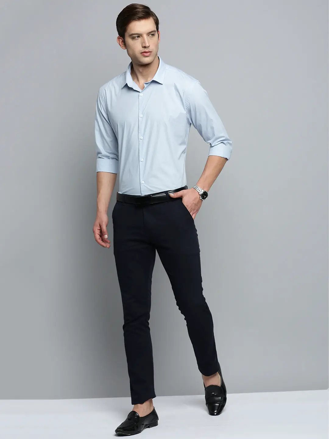 Men's Blue Solid Formal Shirt