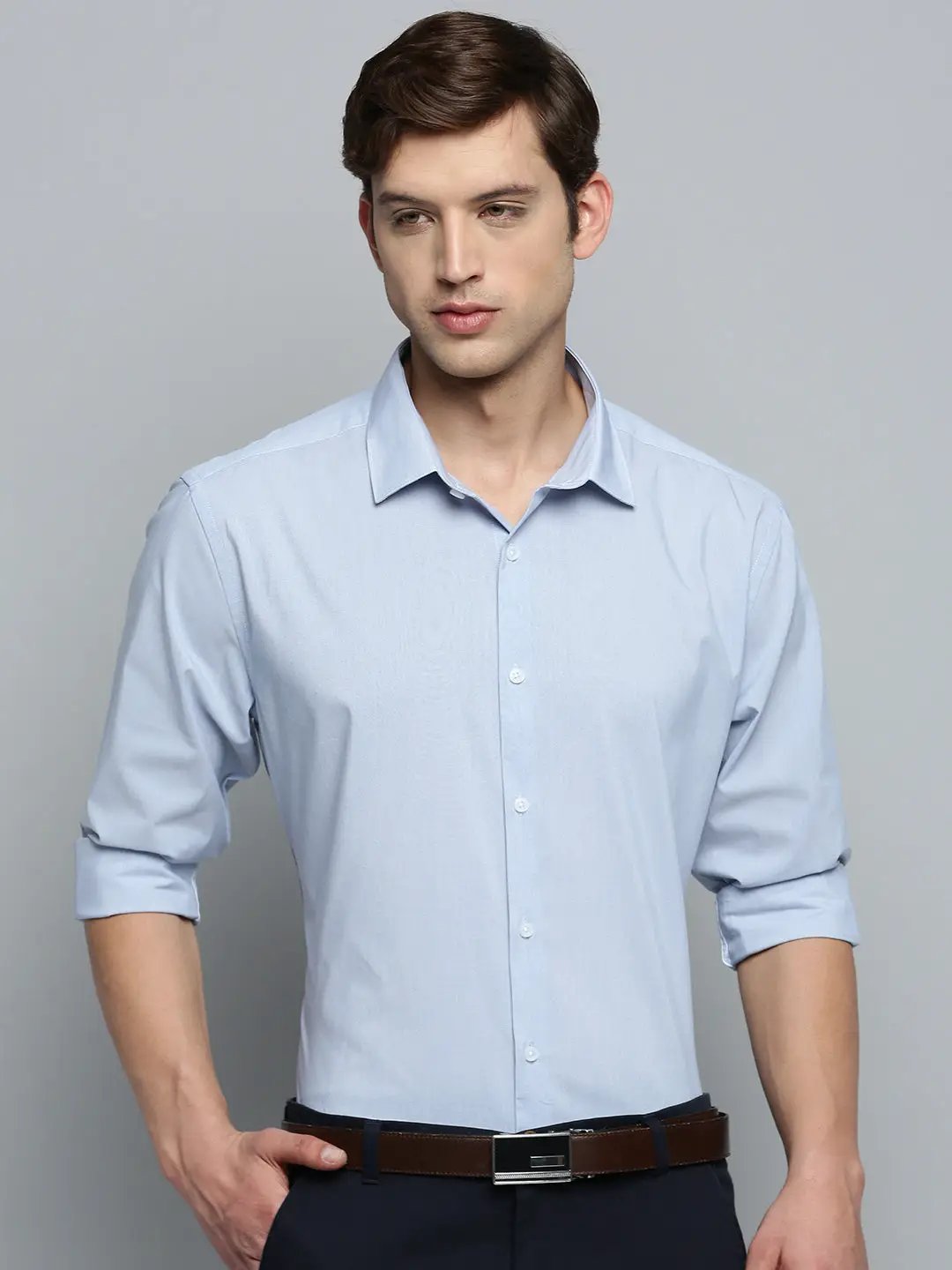 Men's Blue Solid Formal Shirt
