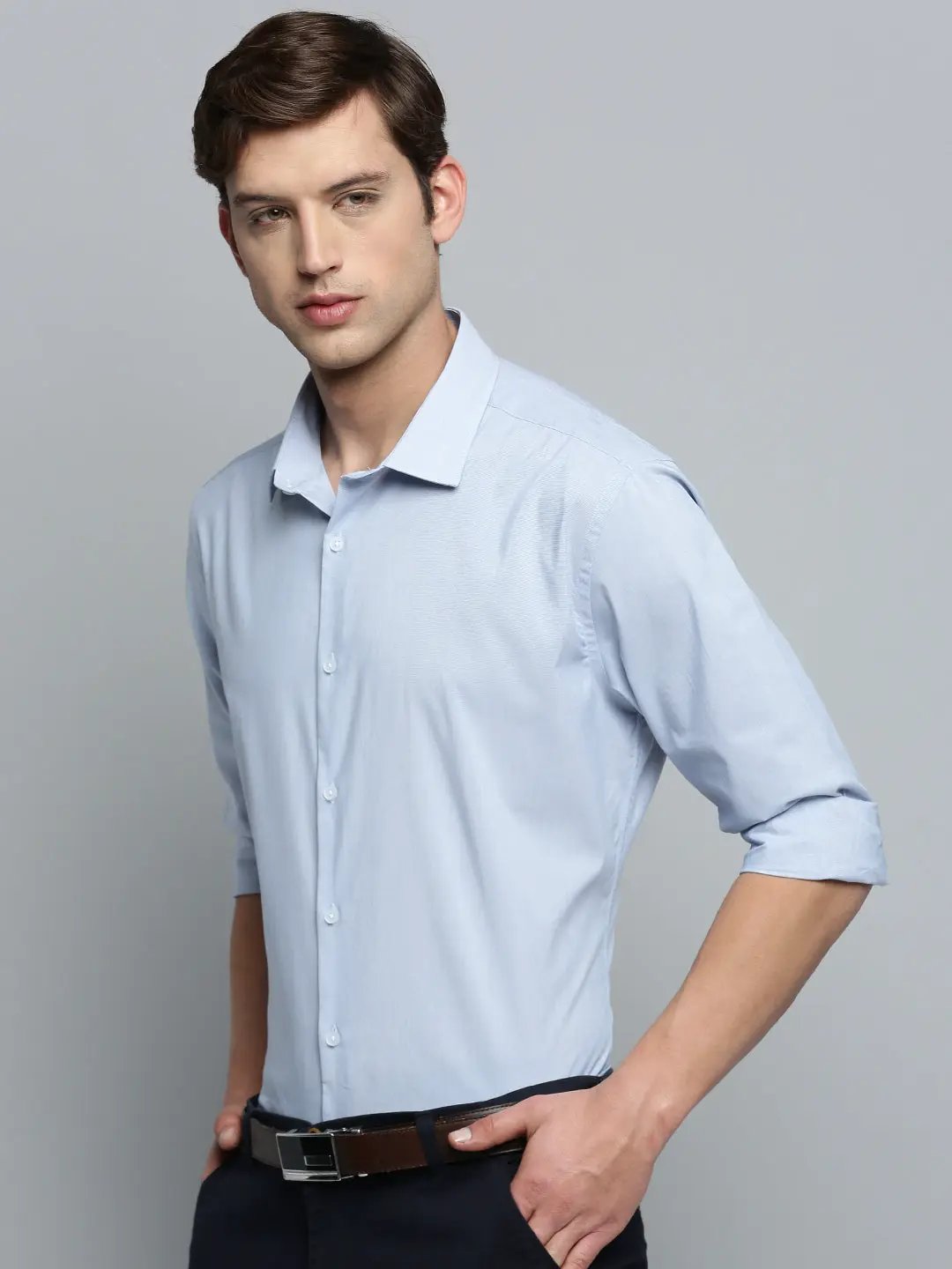 Men's Blue Solid Formal Shirt