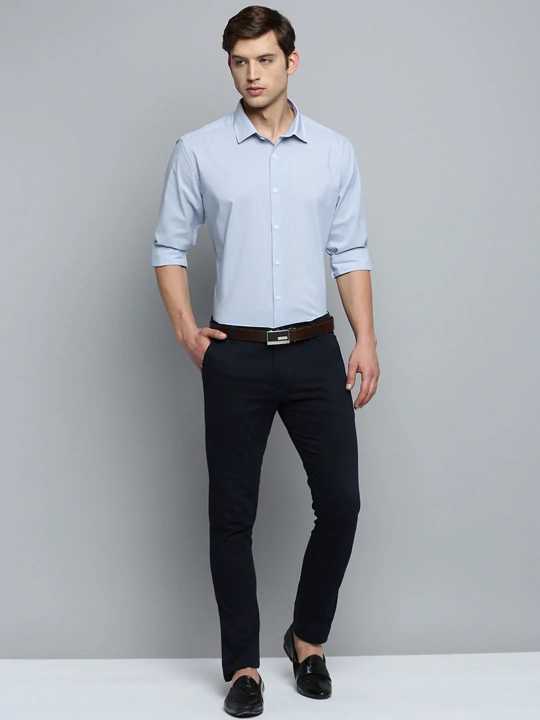 Men's Blue Solid Formal Shirt