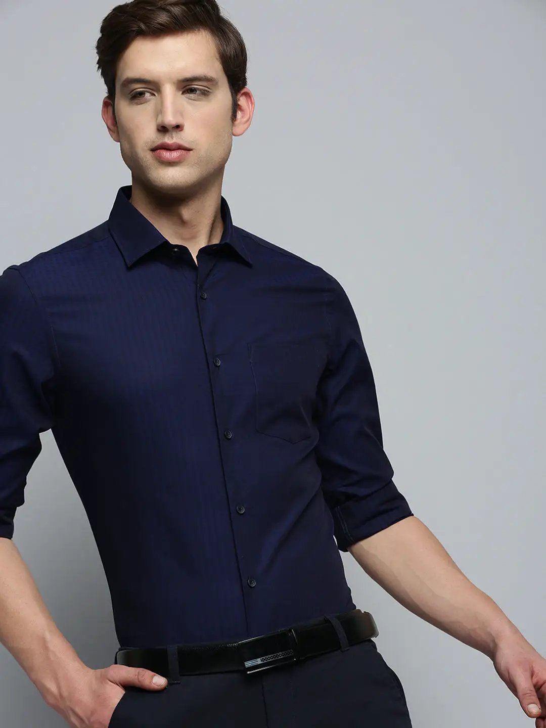 Men's Navy Striped Formal Shirt