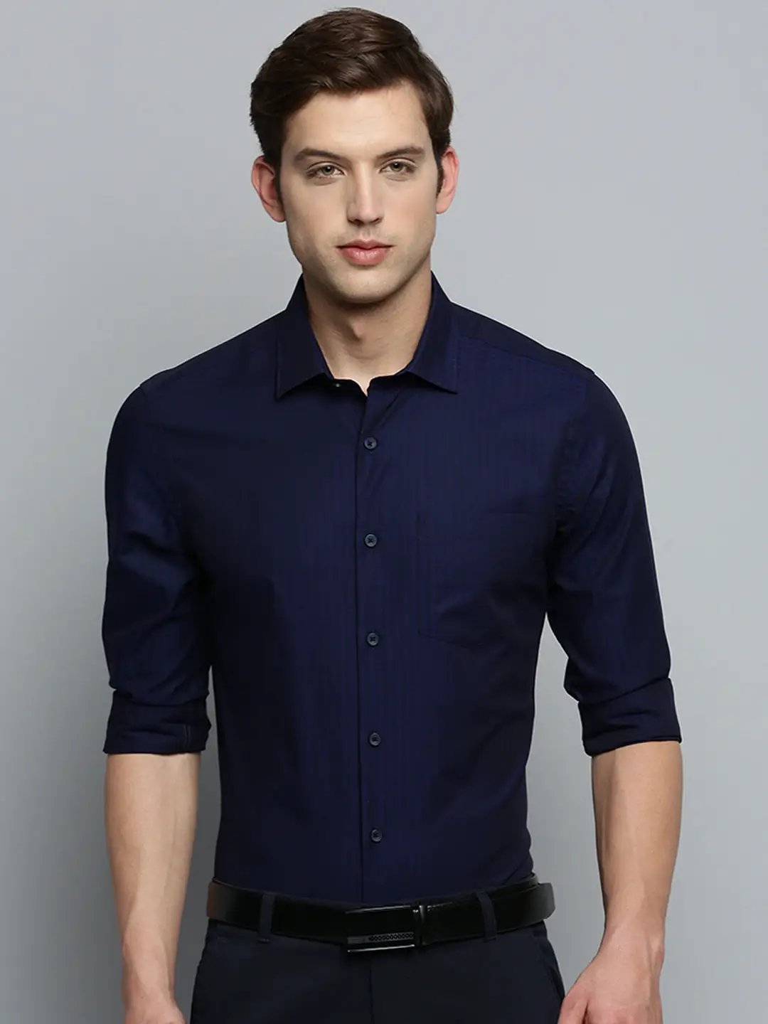 Men's Navy Striped Formal Shirt