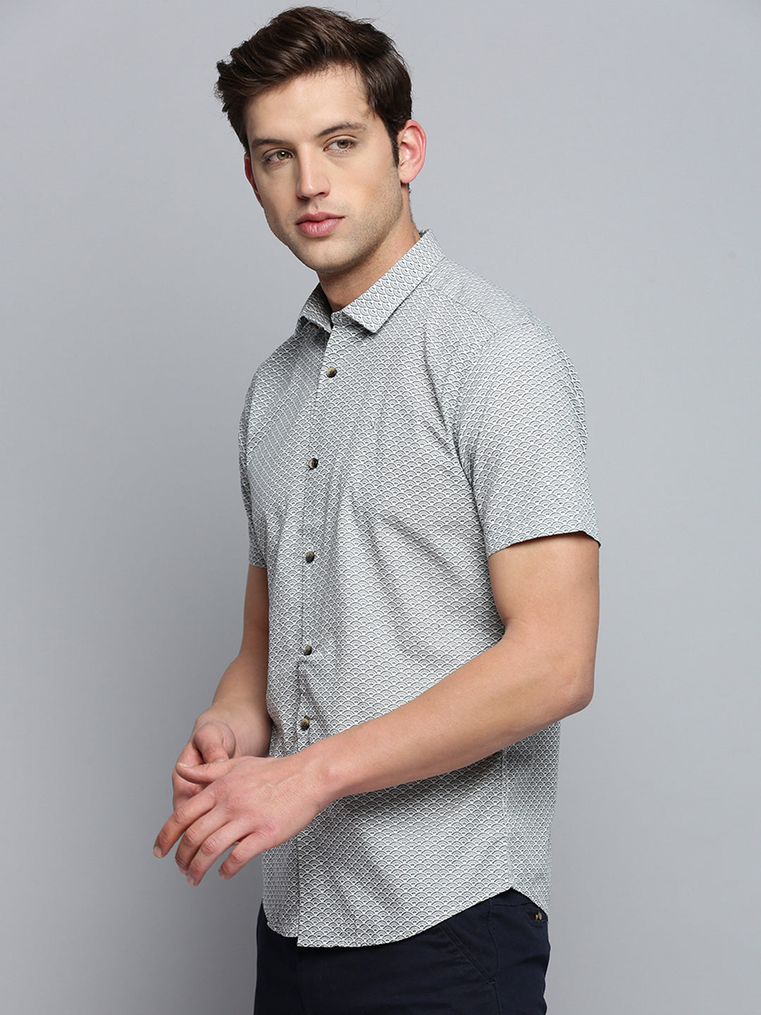 Men White Printed Casual Shirt