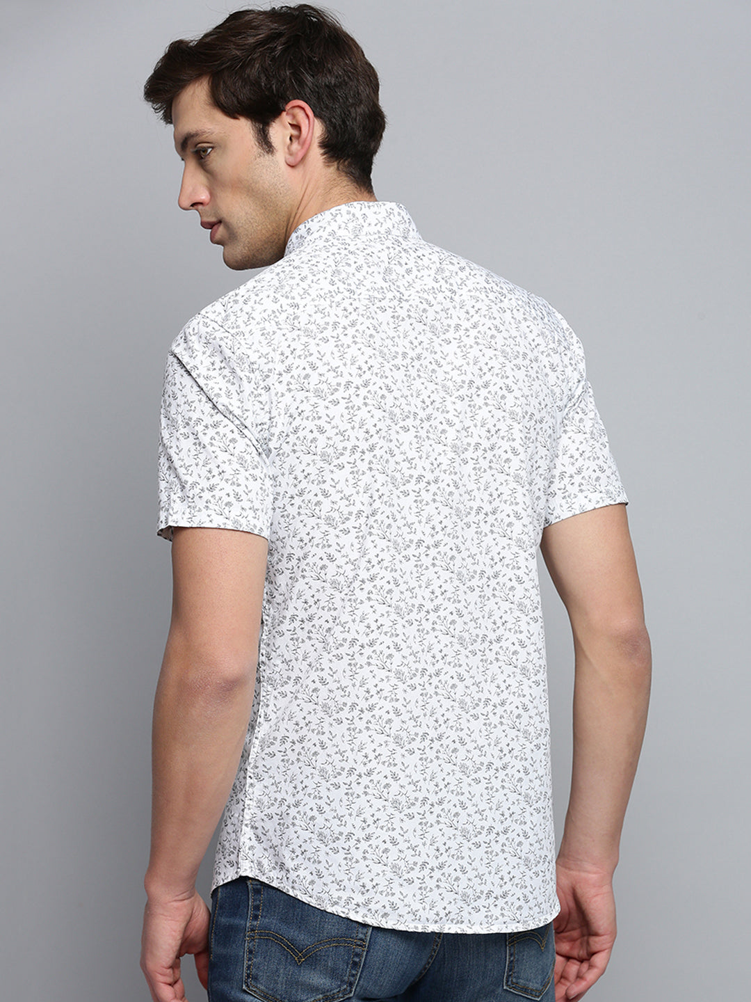 Men White Printed Casual Shirt