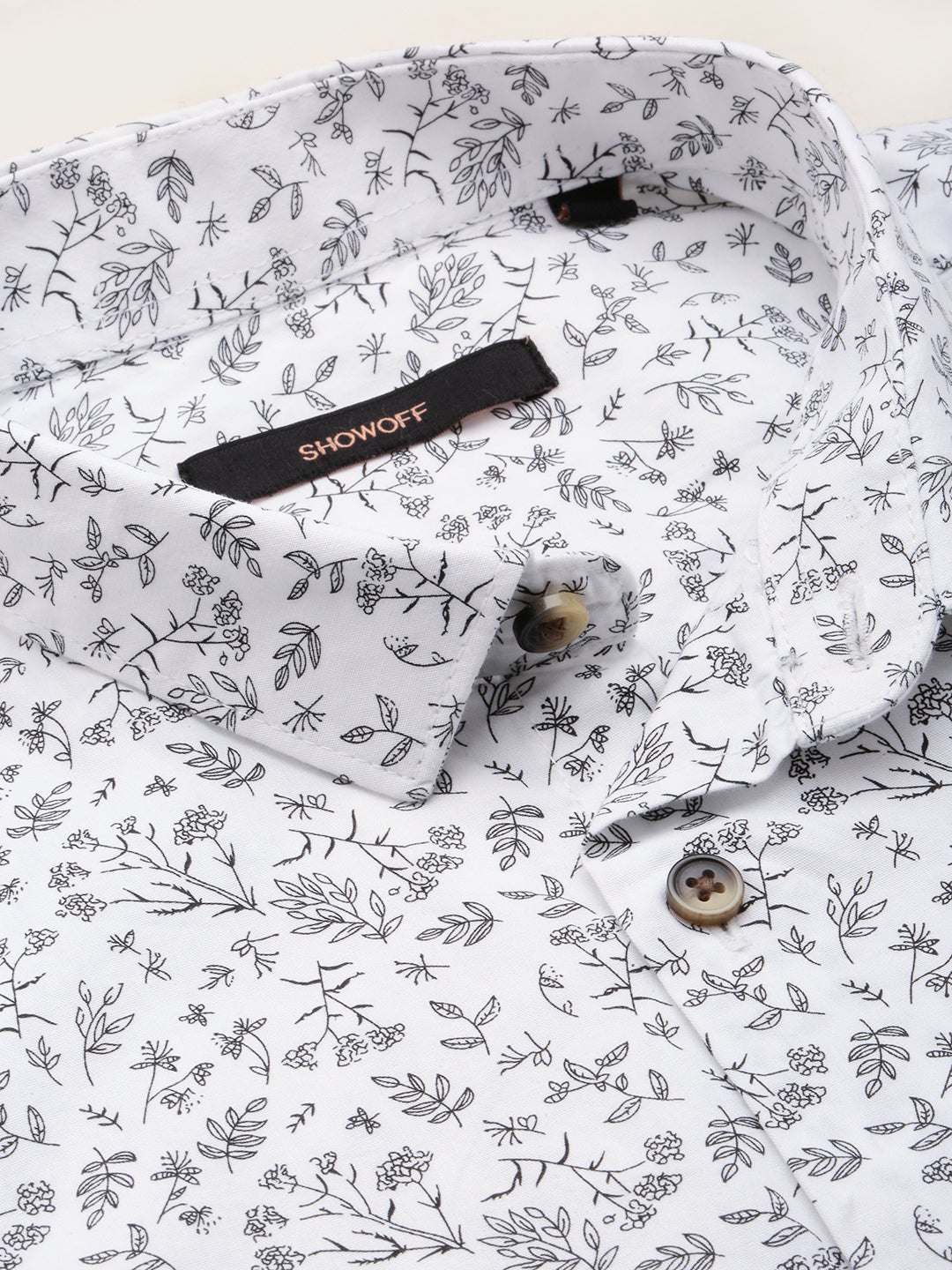 Men White Printed Casual Shirt