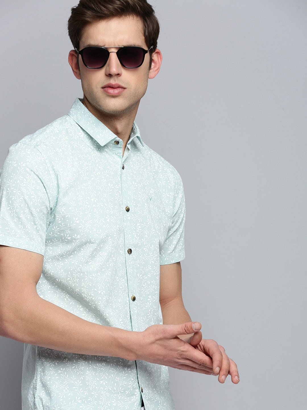 Men Green Printed Casual Shirt