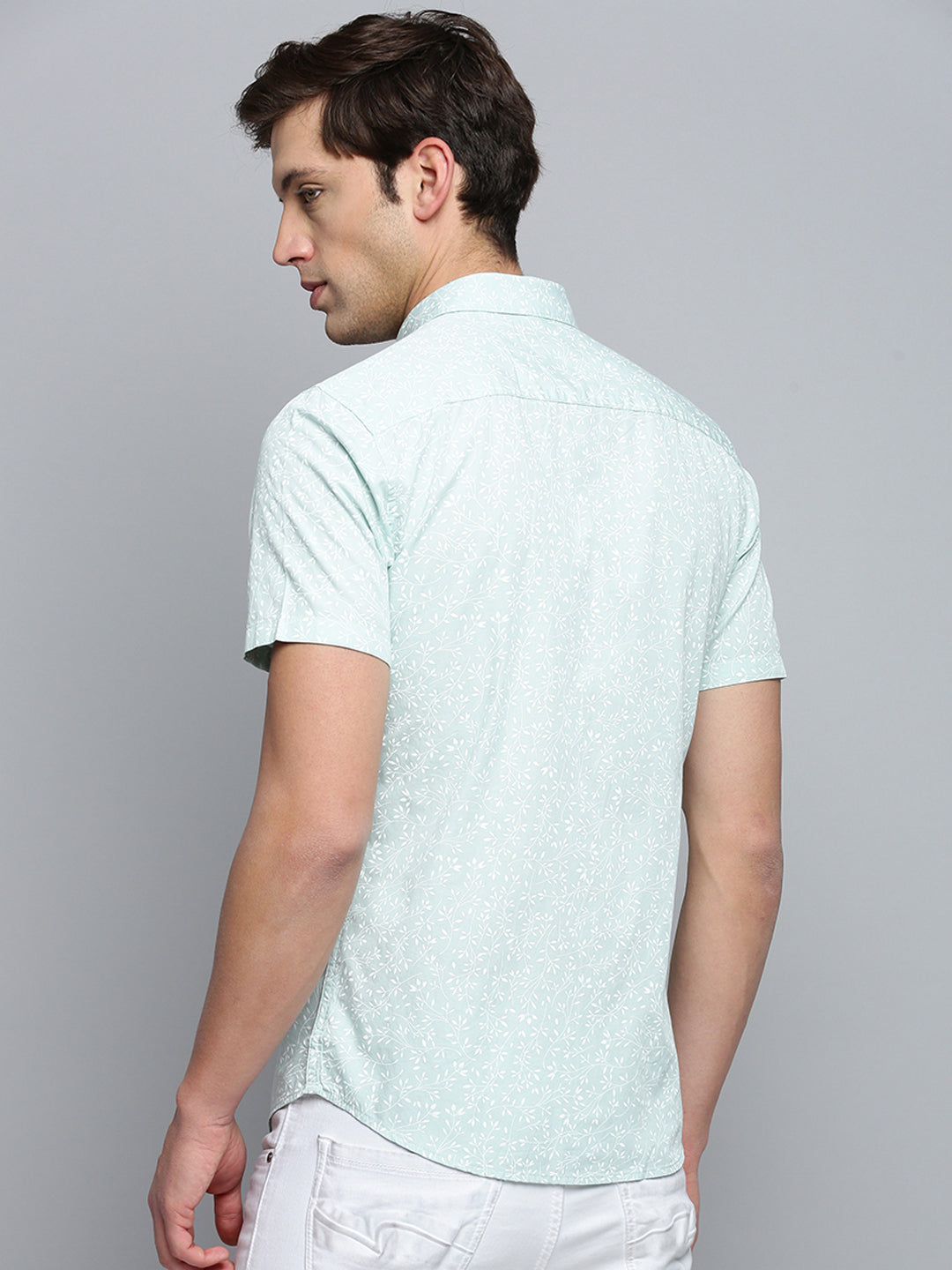 Men Green Printed Casual Shirt