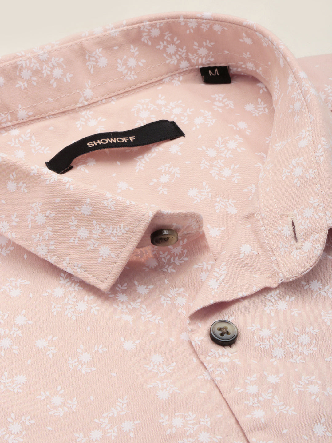 Men Peach Printed Casual Shirt