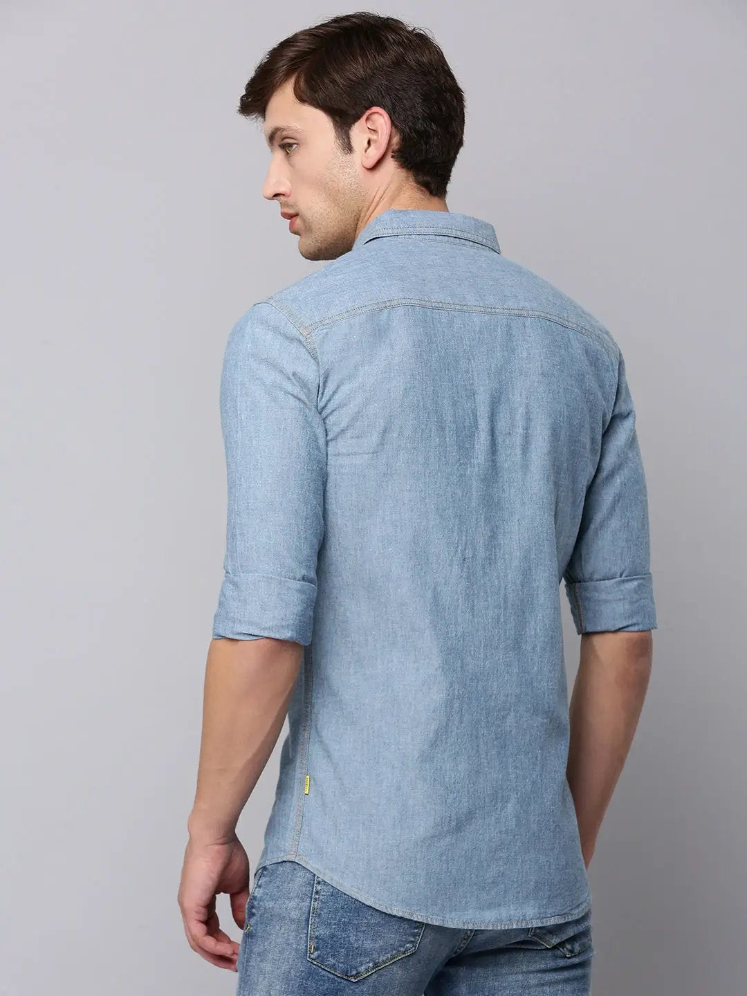 Men's Blue Solid Casual Shirt
