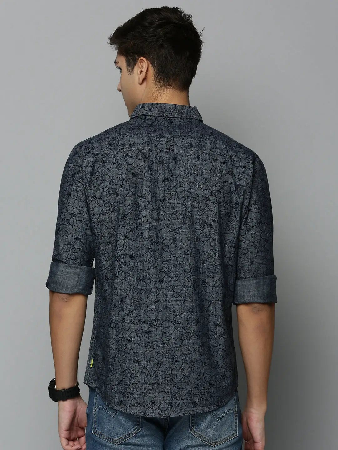 Men's Grey Printed Casual Shirt