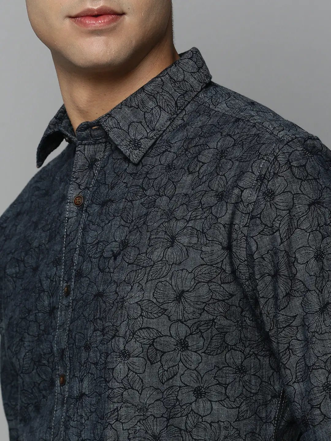 Men's Grey Printed Casual Shirt