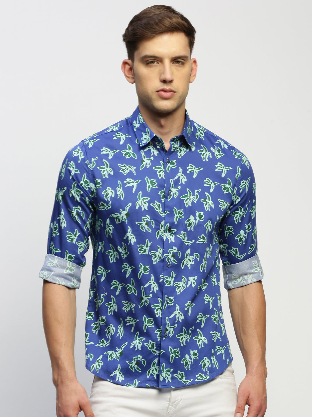 Men Blue Floral Shirt