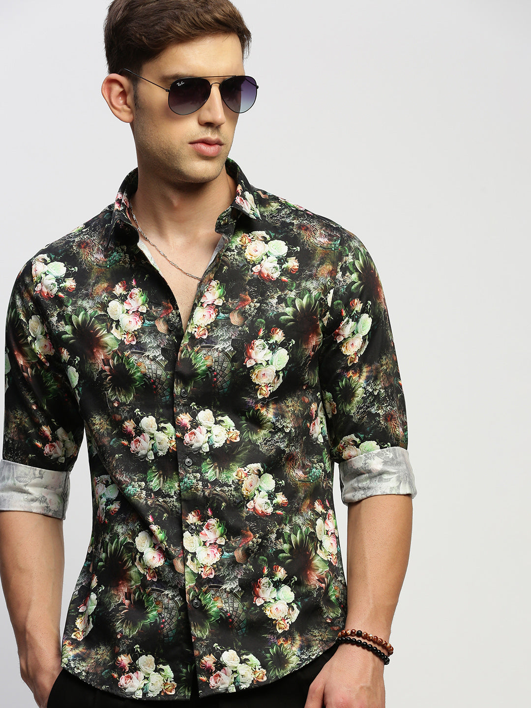 Men Green Floral Shirt