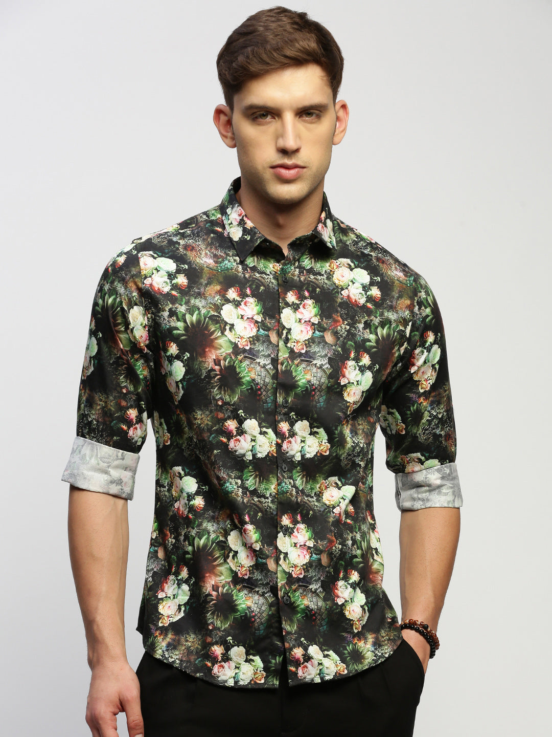 Men Green Floral Shirt