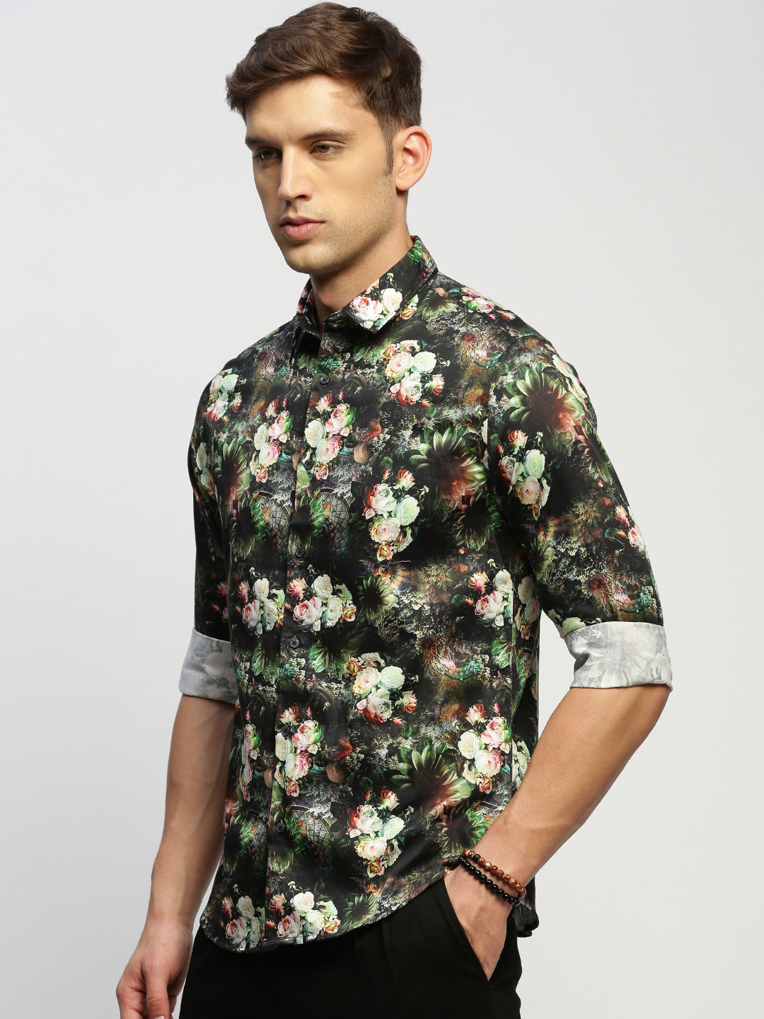 Men Green Floral Shirt