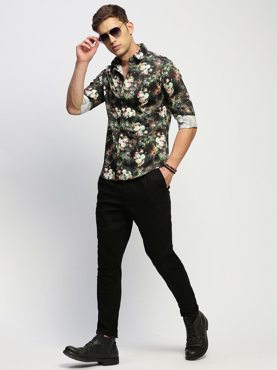 Men Green Floral Shirt