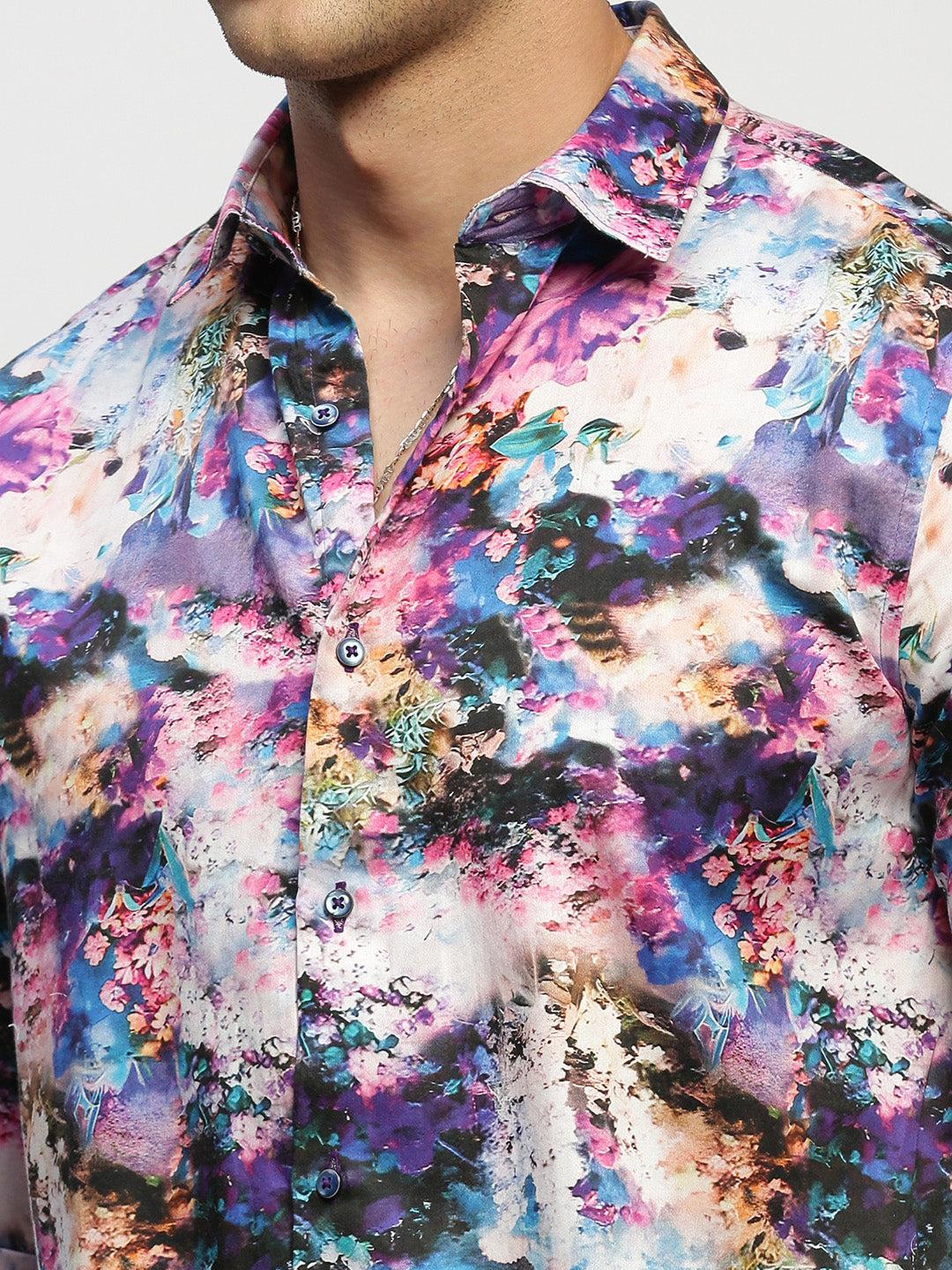 Men Purple Floral Shirt