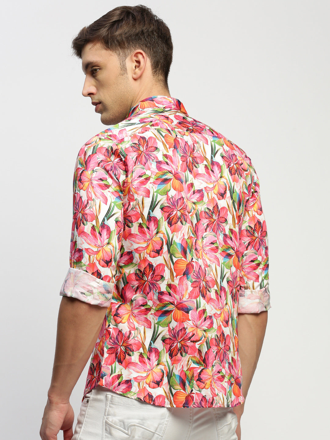 Men Pink Floral Shirt