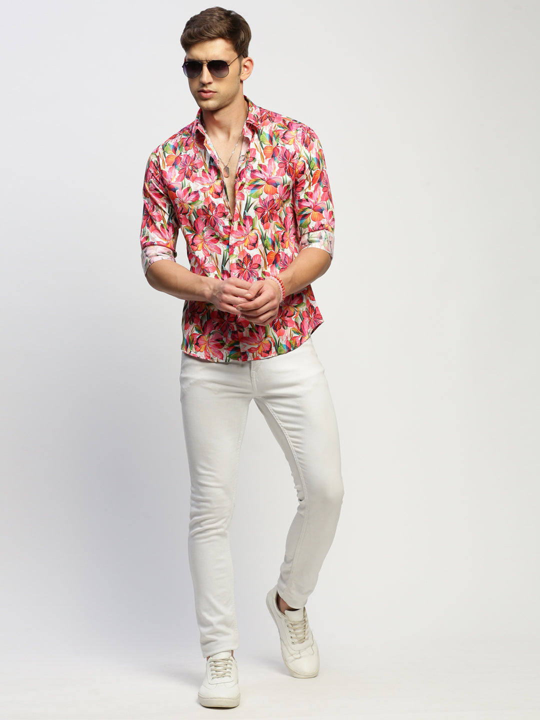 Men Pink Floral Shirt