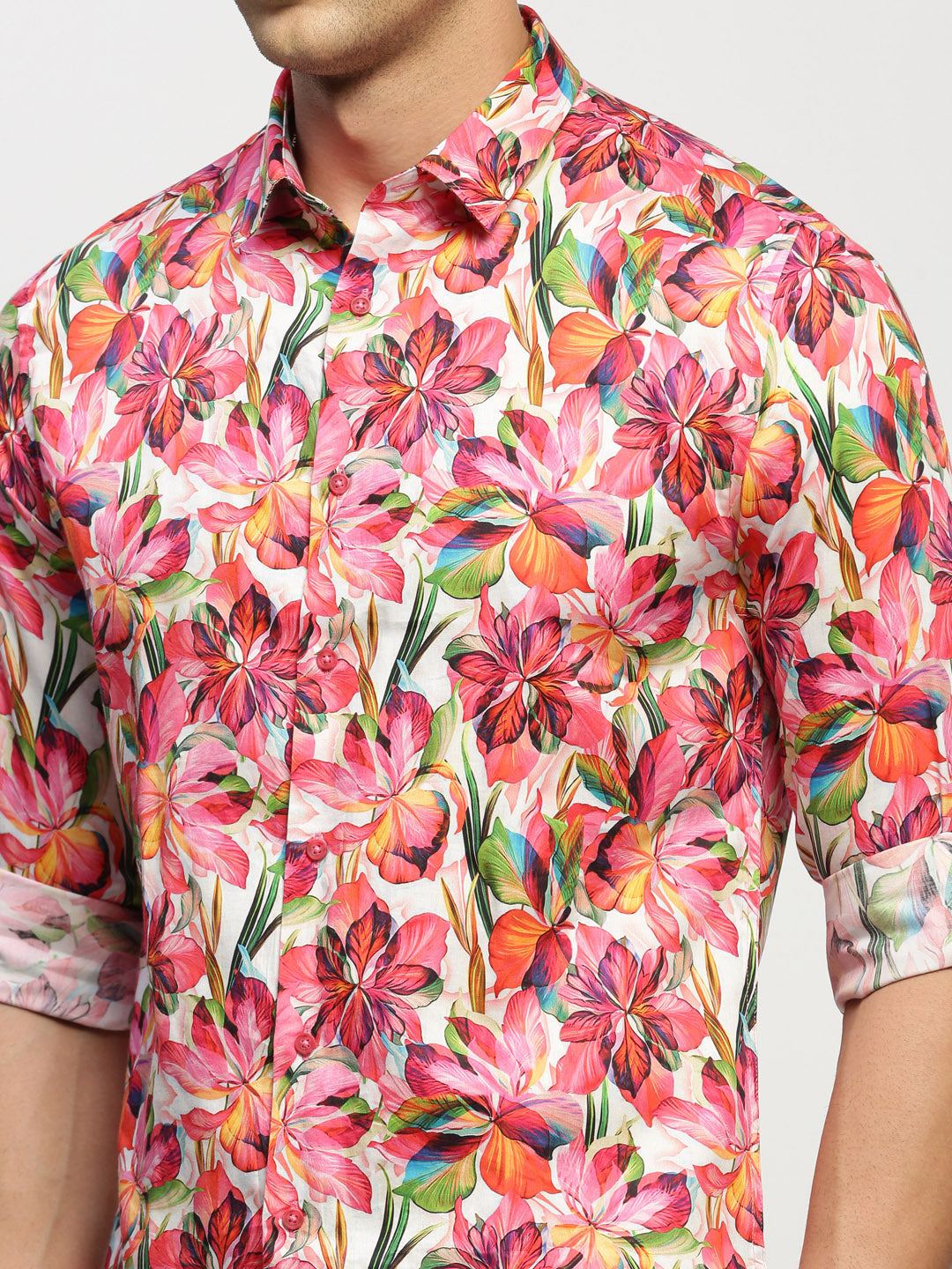 Men Pink Floral Shirt