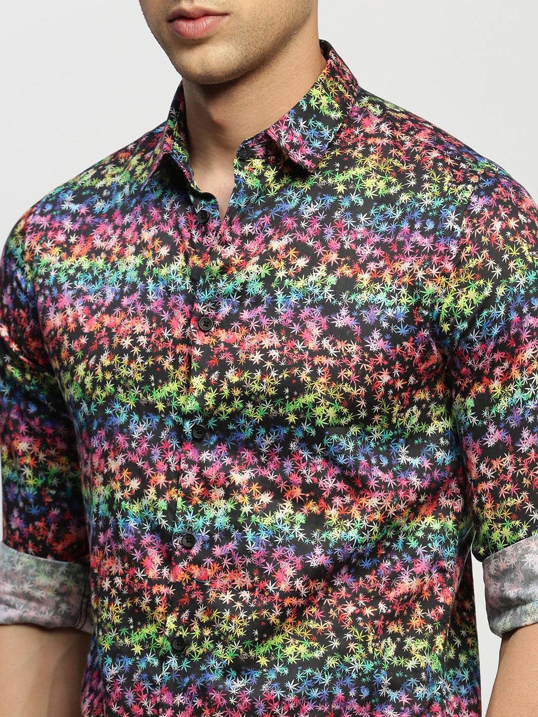 Men Black Floral Shirt