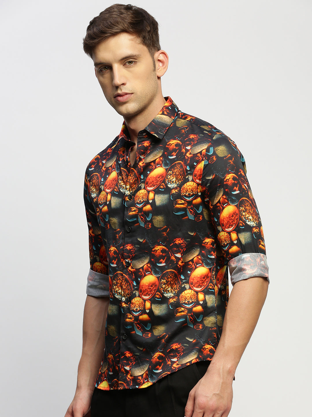 Men Black Printed Shirt