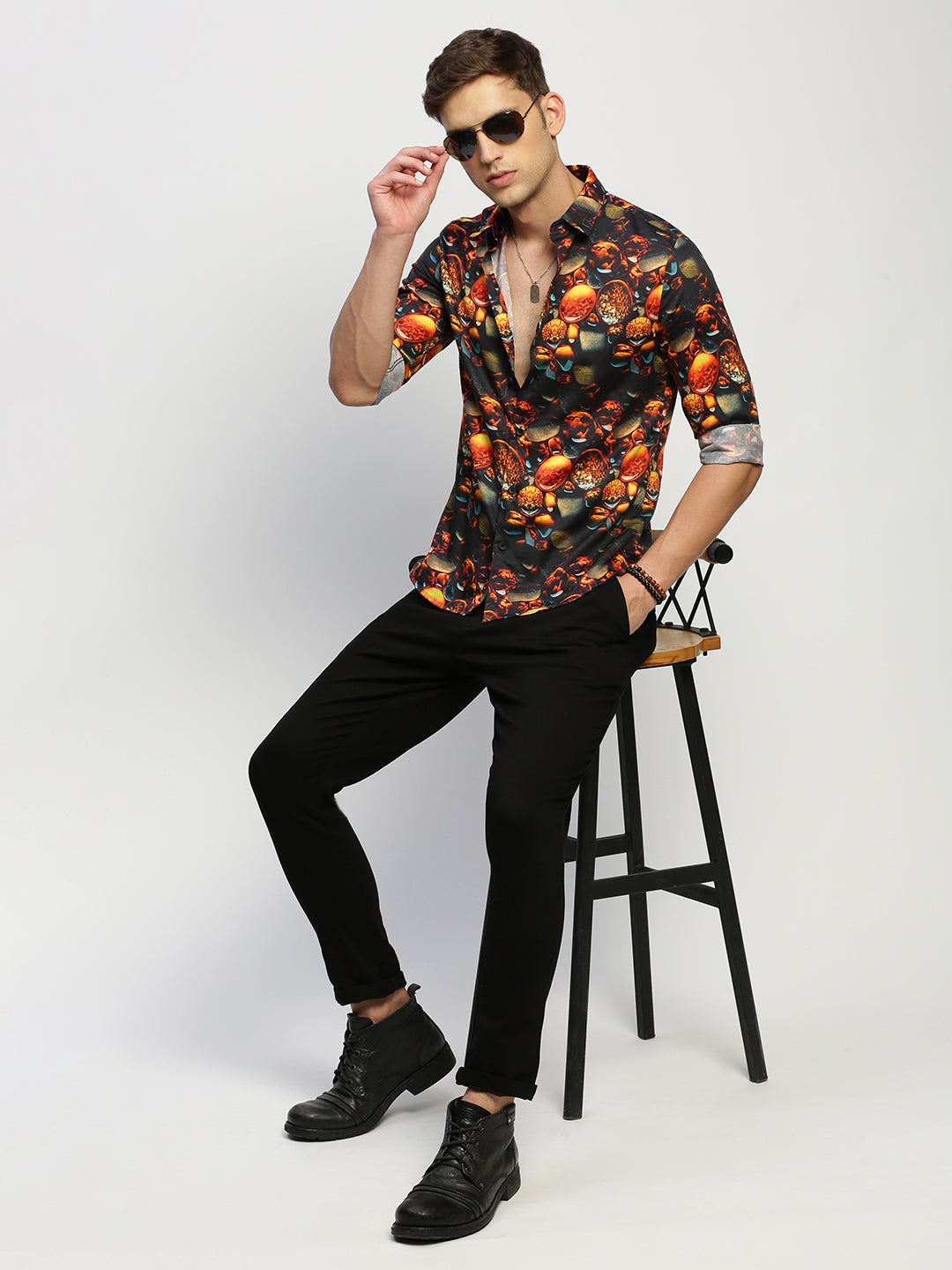 Men Black Printed Shirt