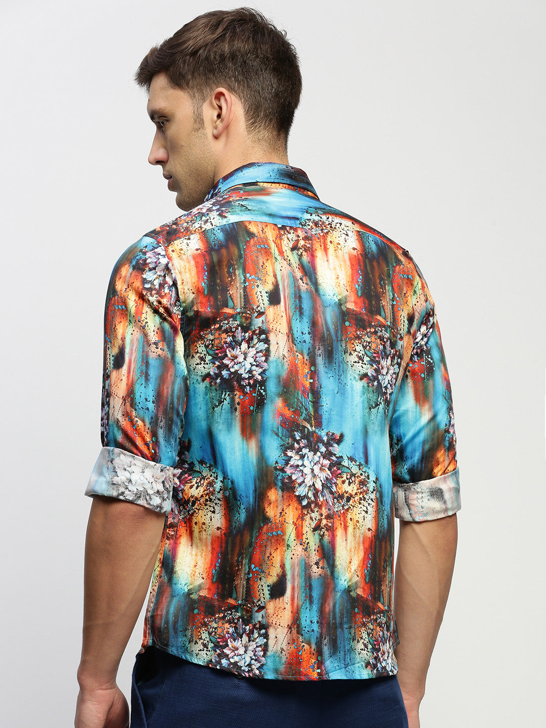 Men Blue Floral Shirt