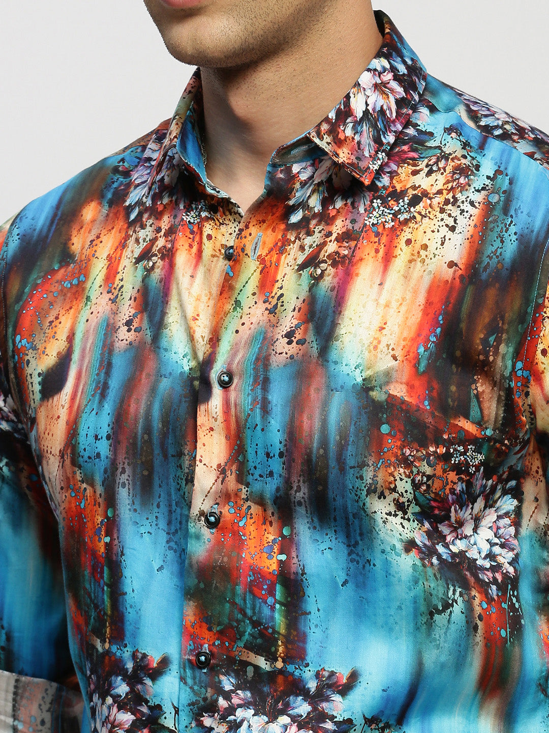 Men Blue Floral Shirt