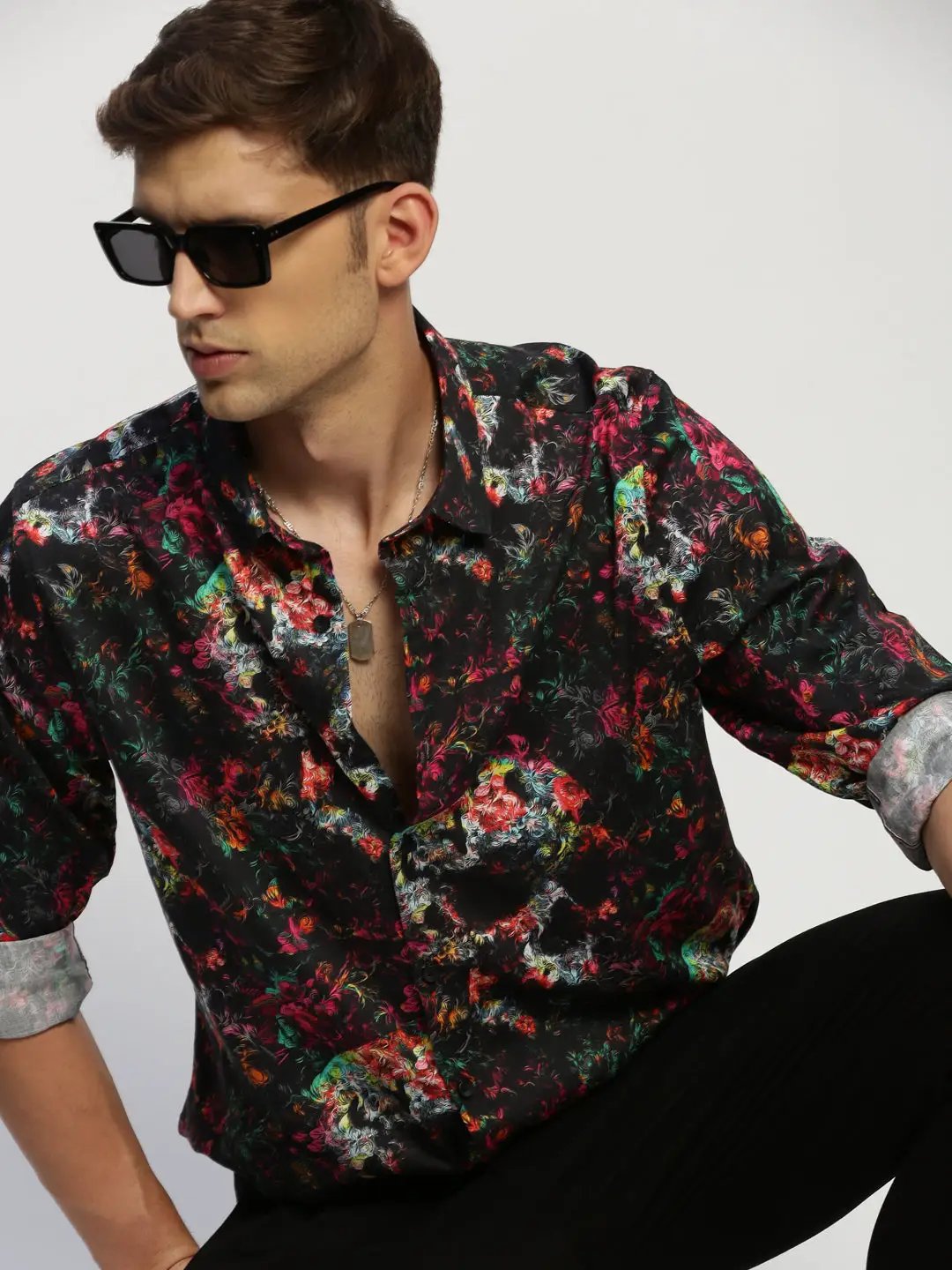 Men's Black Printed Shirt