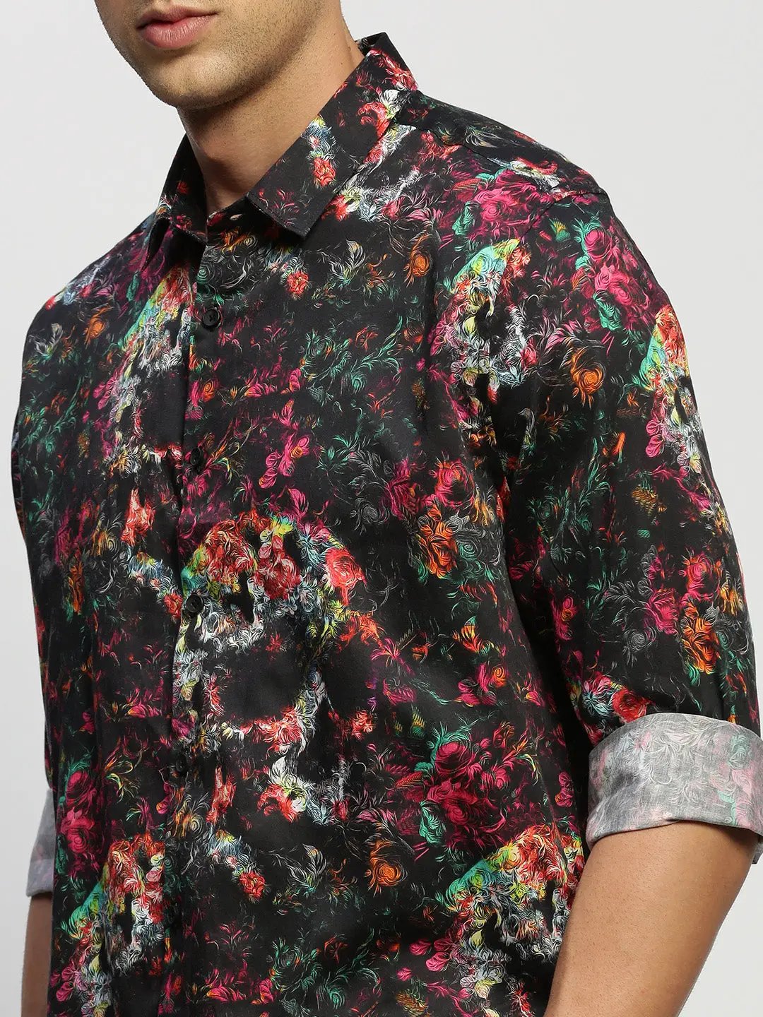 Men's Black Printed Shirt