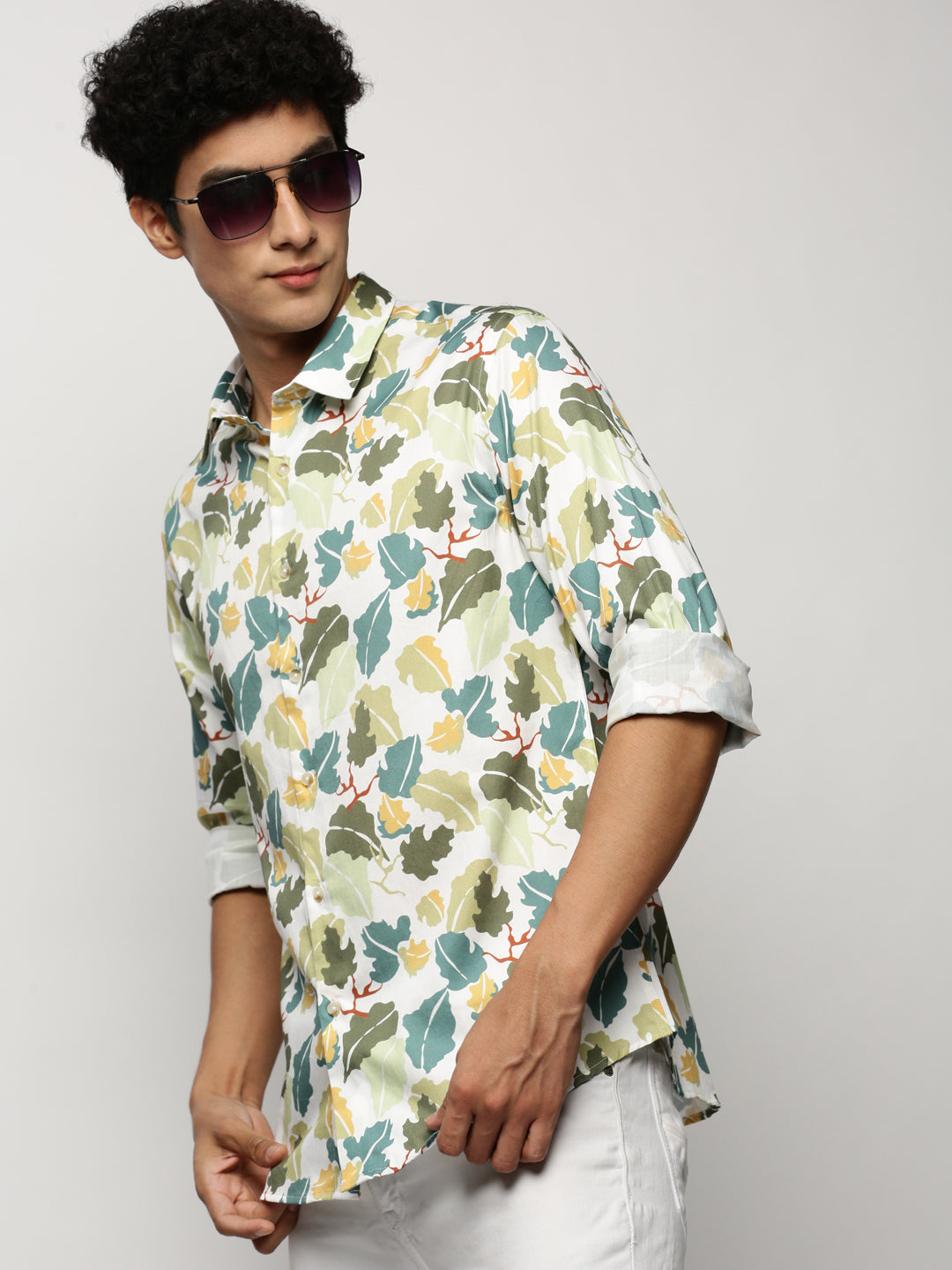 Men Green Floral Shirt