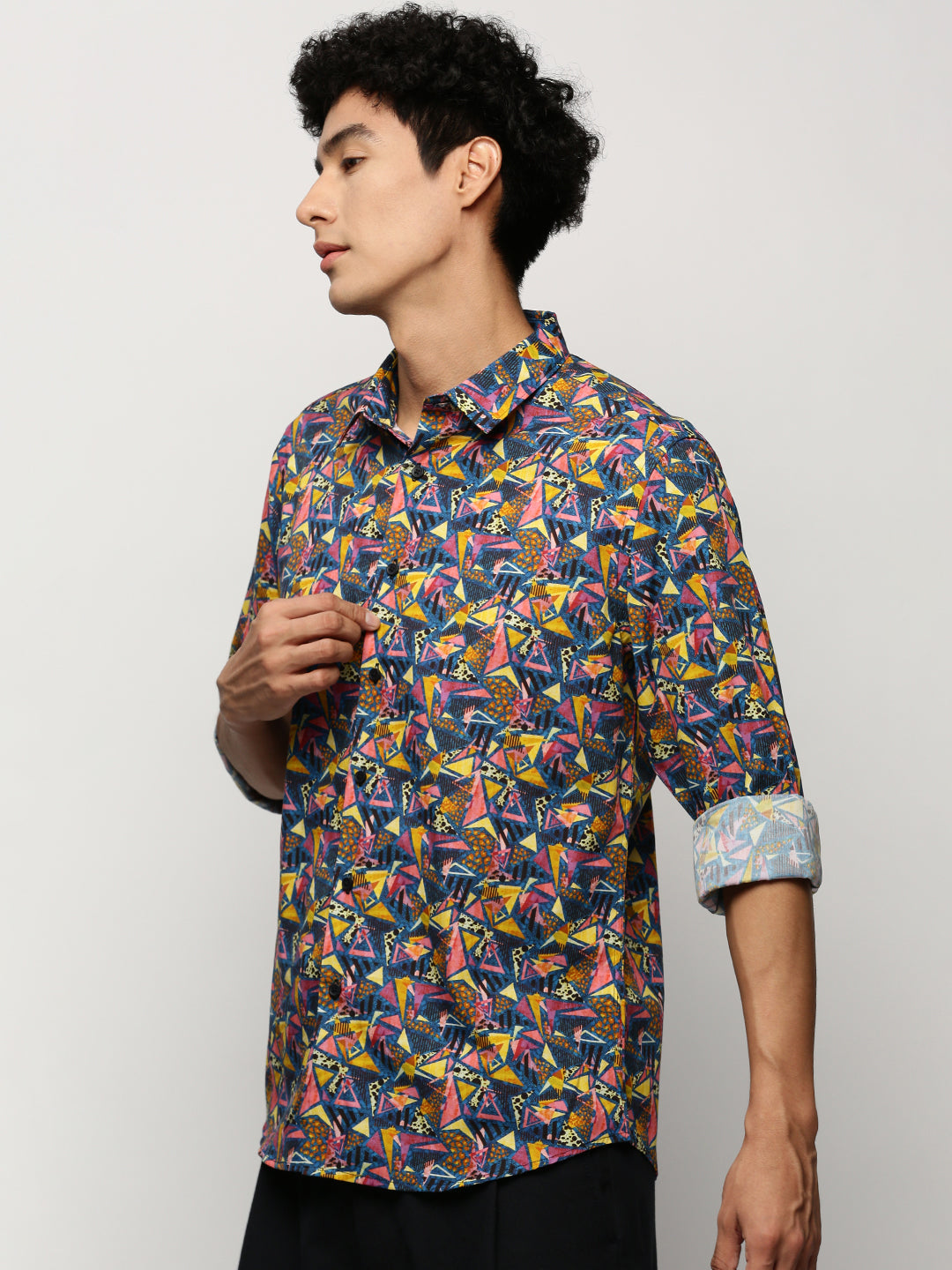 Men Navy Geometrical Shirt