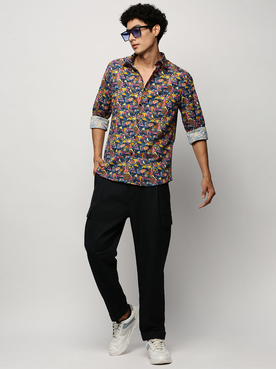 Men Navy Geometrical Shirt